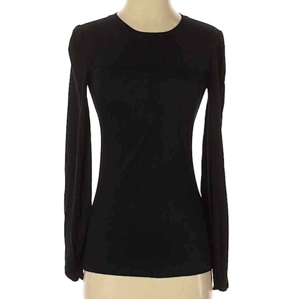 Lucca Balloon Long Sleeve Black Top Size Small